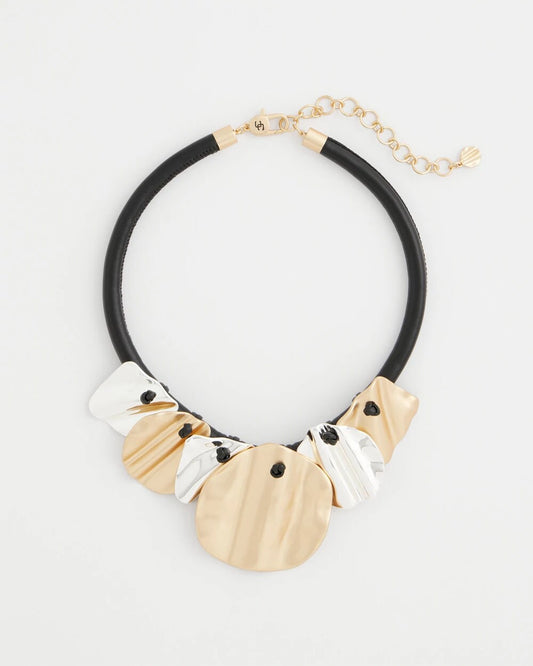 Crinkle Mixed Metal Bib Necklace - Chico's