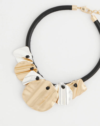 Crinkle Mixed Metal Bib Necklace - Chico's