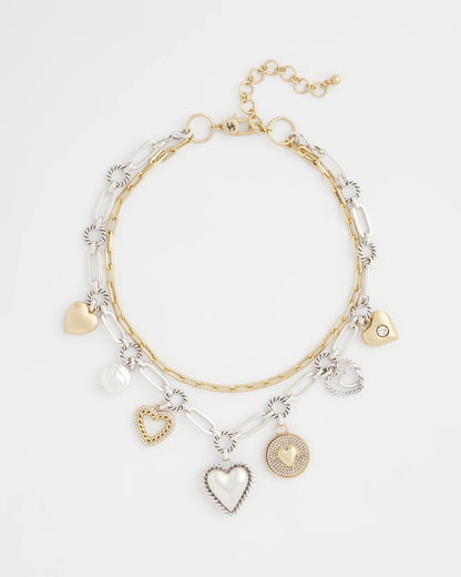 Mixed Metal Heart Charm Necklace - Chico's