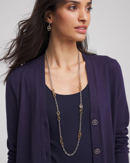 Mixed Metal Link Long Necklace - Chico's