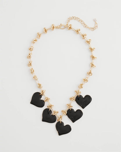 Black Heart Drop Off Necklace - Chico's