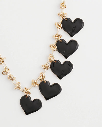 Black Heart Drop Off Necklace - Chico's