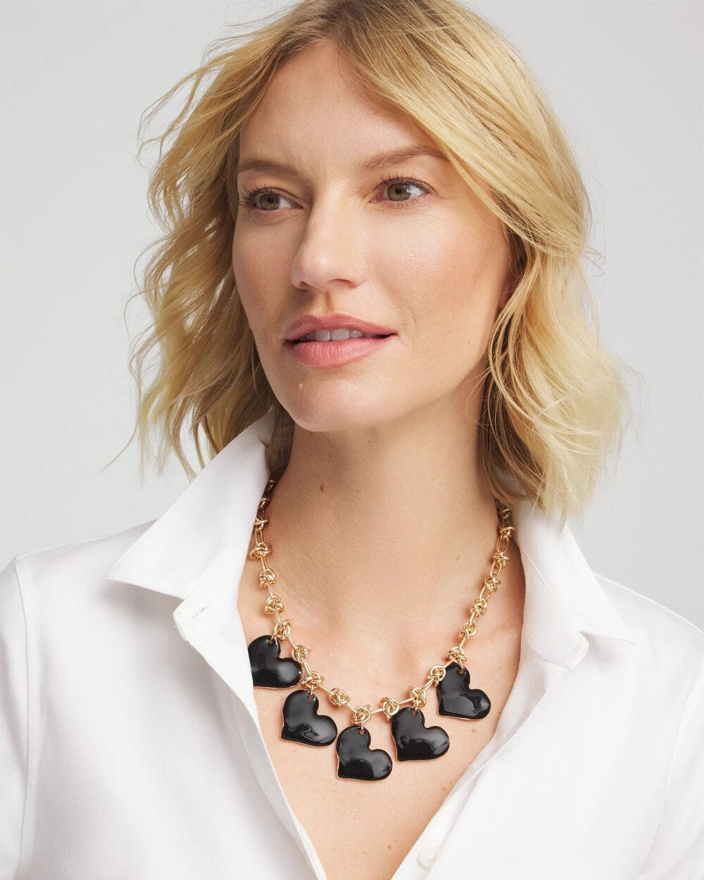 Black Heart Drop Off Necklace - Chico's