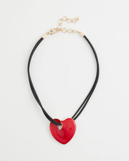 Red Enamel Heart Pendant Necklace - Chico's