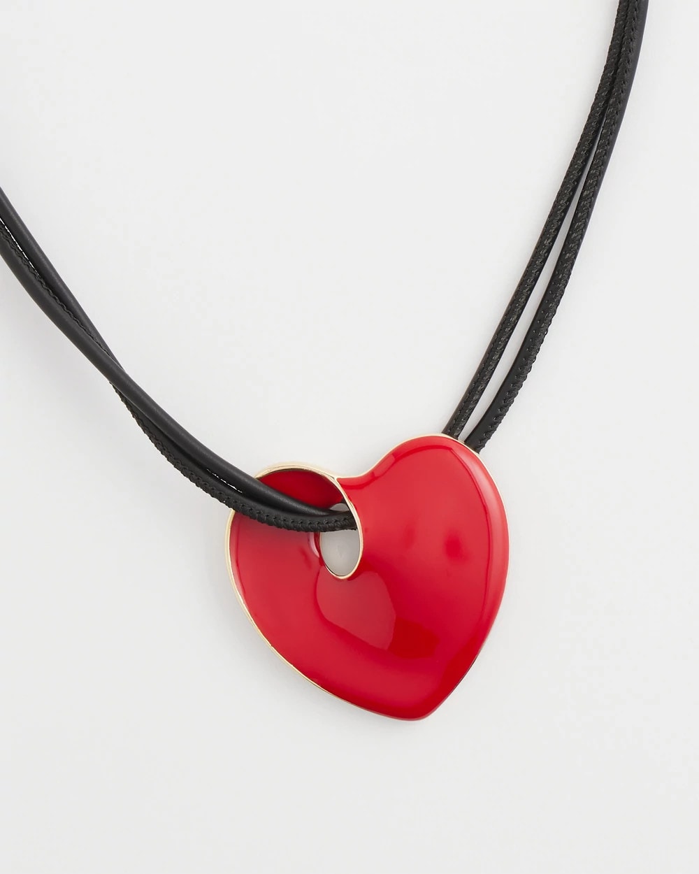 Red Enamel Heart Pendant Necklace - Chico's
