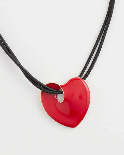 Red Enamel Heart Pendant Necklace - Chico's