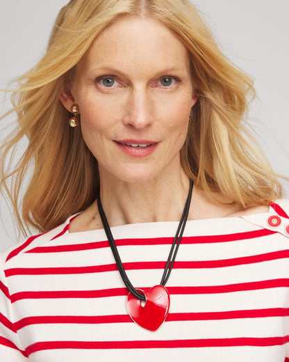 Red Enamel Heart Pendant Necklace - Chico's