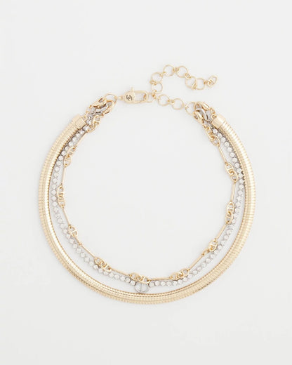 Mixed Metal Link Triple-Strand Necklace - Chico's