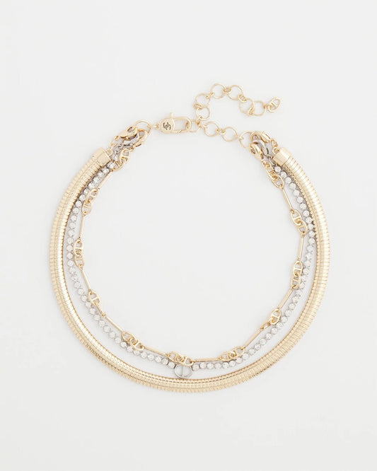 Mixed Metal Link Triple-Strand Necklace - Chico's