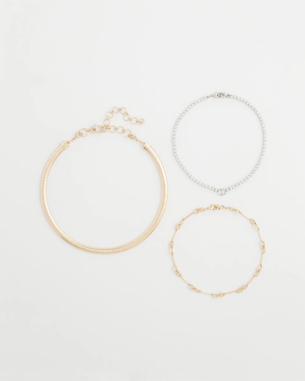 Mixed Metal Link Triple-Strand Necklace - Chico's