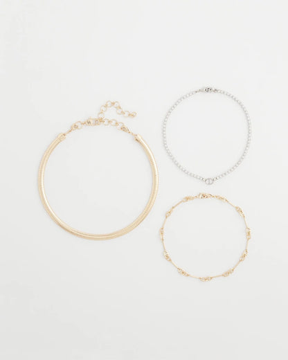 Mixed Metal Link Triple-Strand Necklace - Chico's