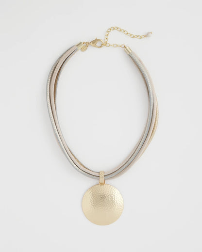 Textured Golden Pendant Necklace - Chico's