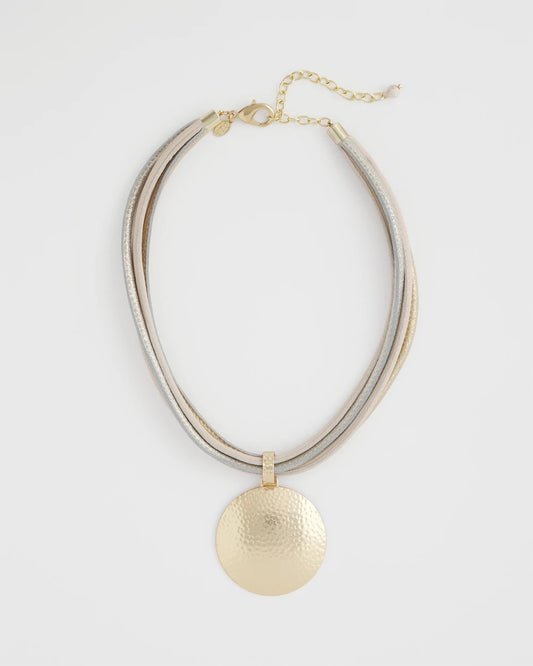 Textured Golden Pendant Necklace - Chico's