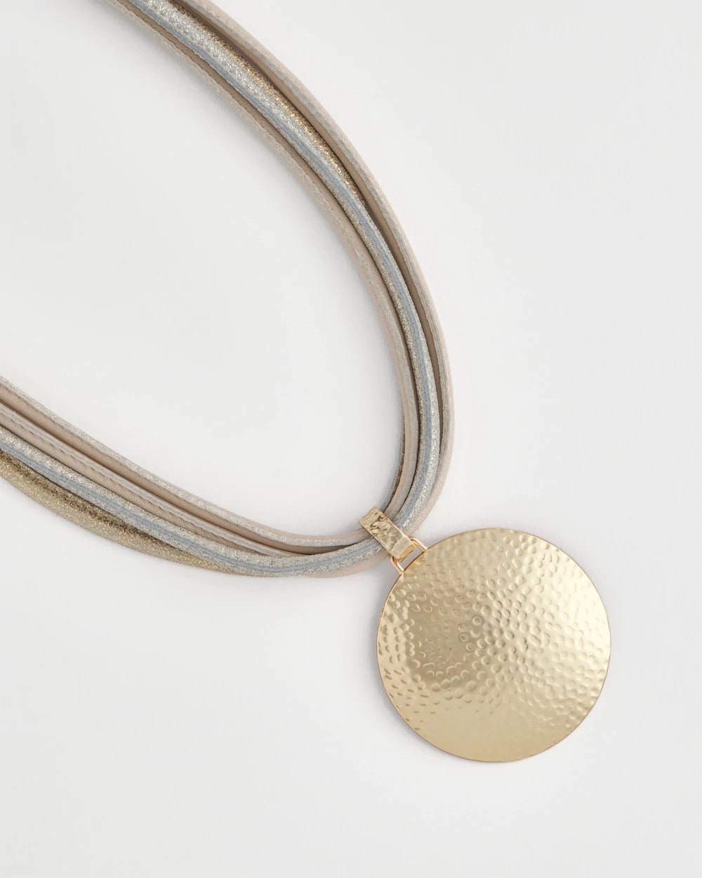 Textured Golden Pendant Necklace - Chico's
