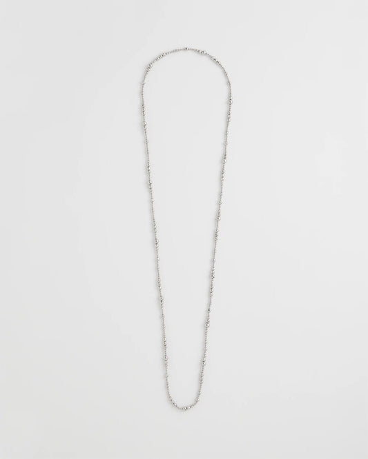 Silvertone Long Beaded Necklace - Chico's