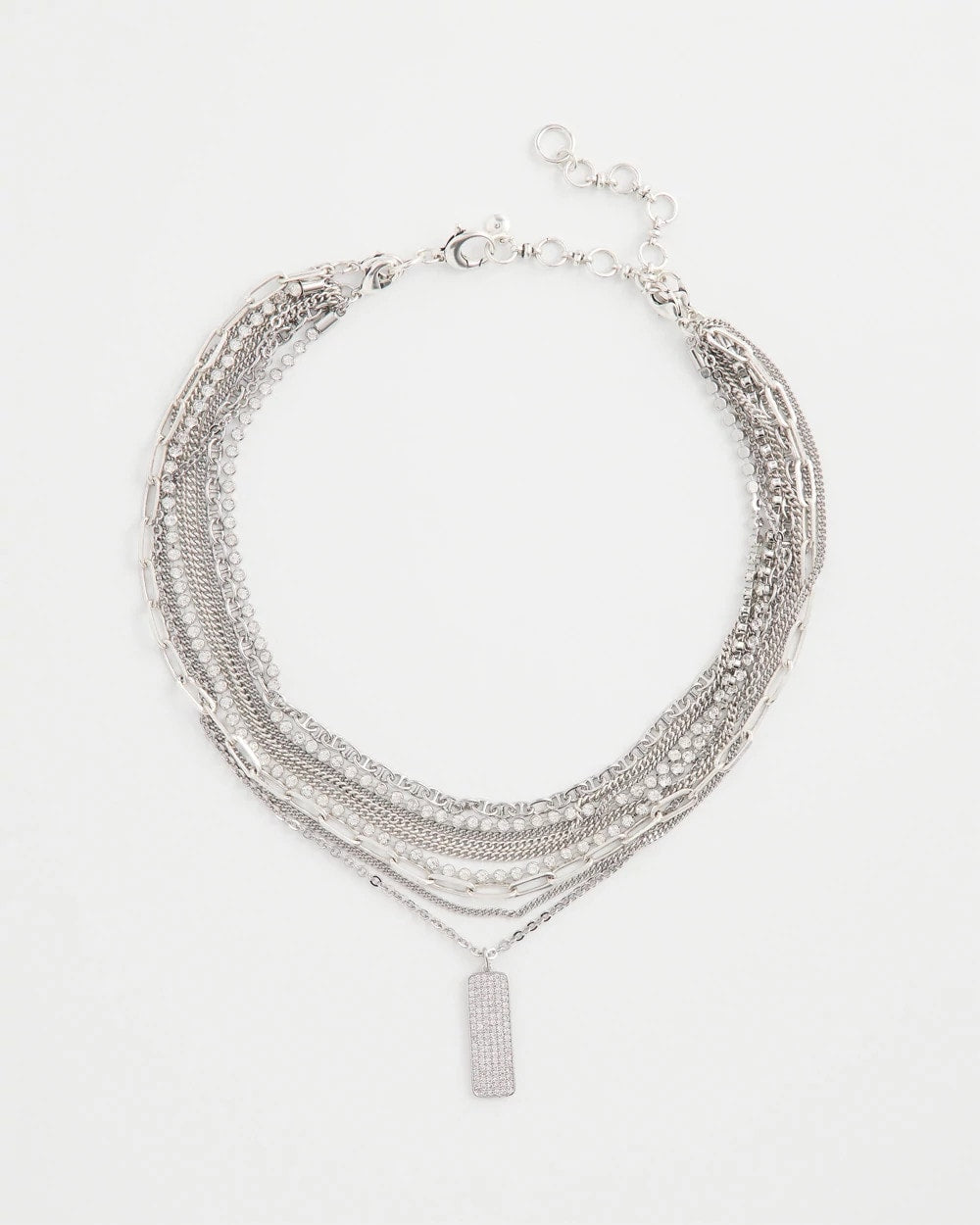 Silver Tone Pave Multistrand Necklace - Chico's