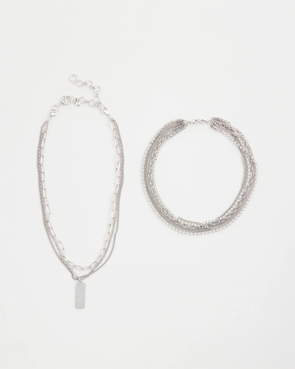 Silver Tone Pave Multistrand Necklace - Chico's