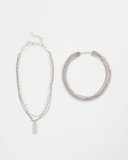 Silver Tone Pave Multistrand Necklace - Chico's
