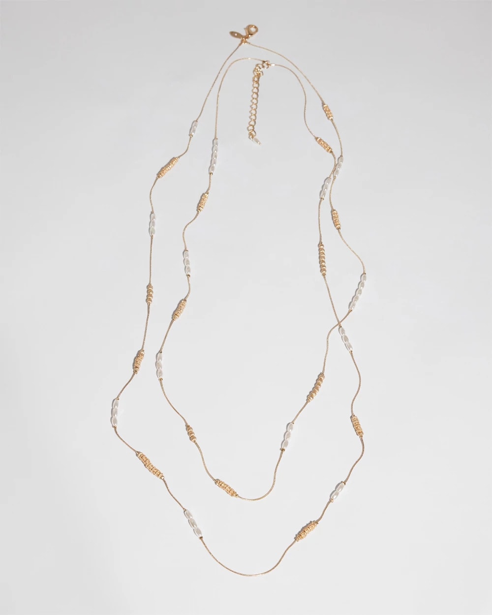 Long Faux-Pearl and Goldtone Double-Strand Necklace - Chico's