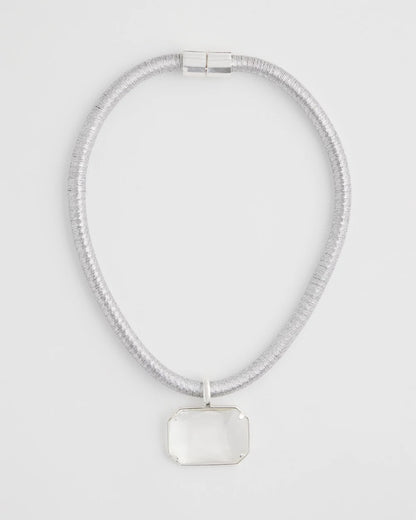 Silvertone Gem Pendant Cord Necklace - Chico's