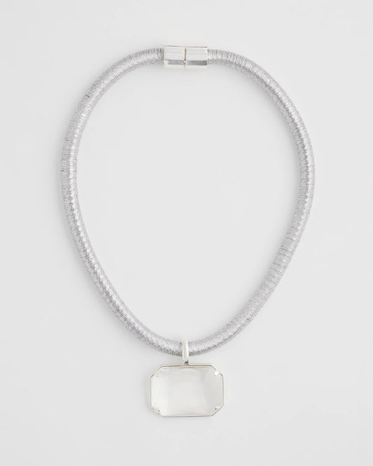 Silvertone Gem Pendant Cord Necklace - Chico's