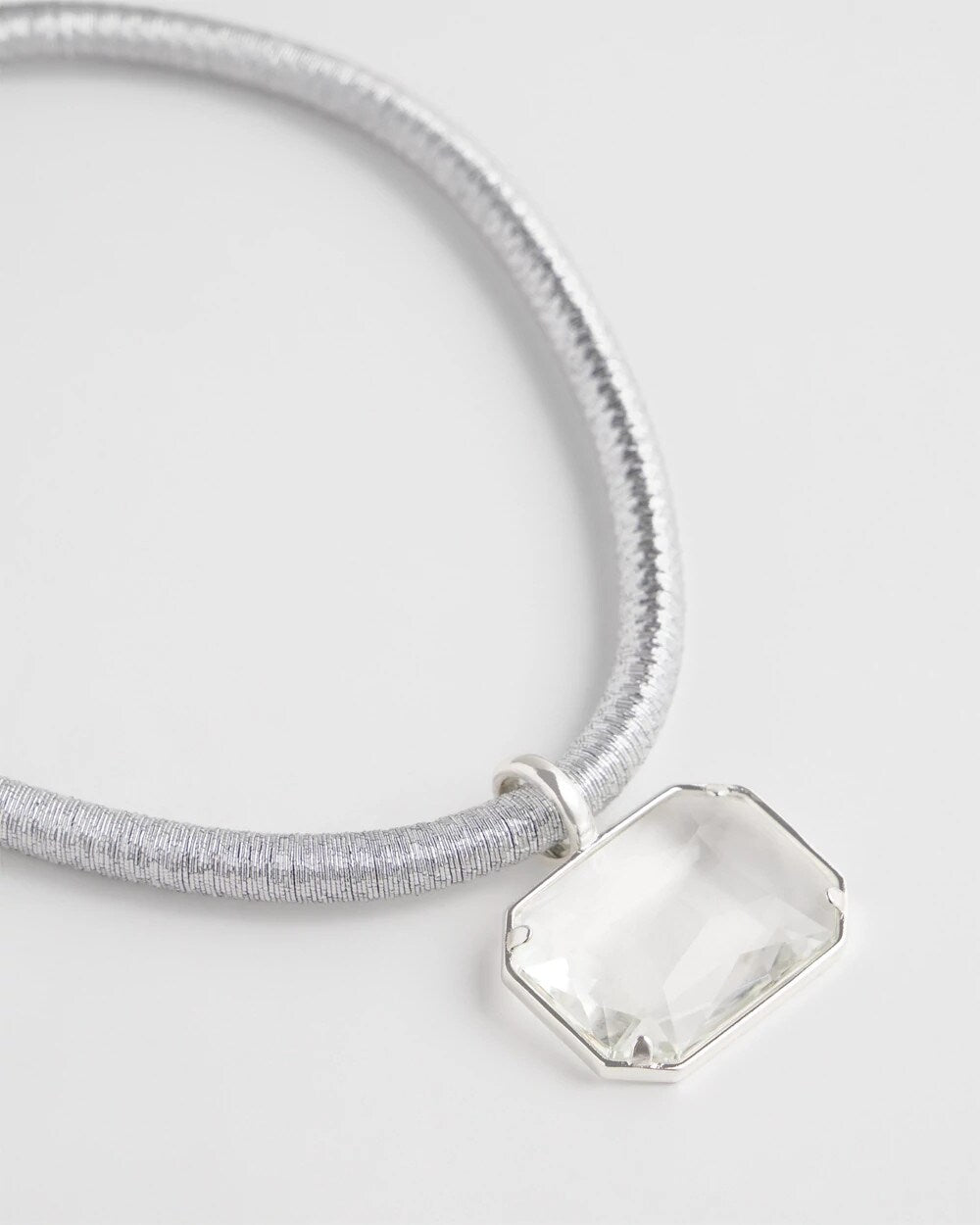 Silvertone Gem Pendant Cord Necklace - Chico's