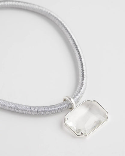 Silvertone Gem Pendant Cord Necklace - Chico's