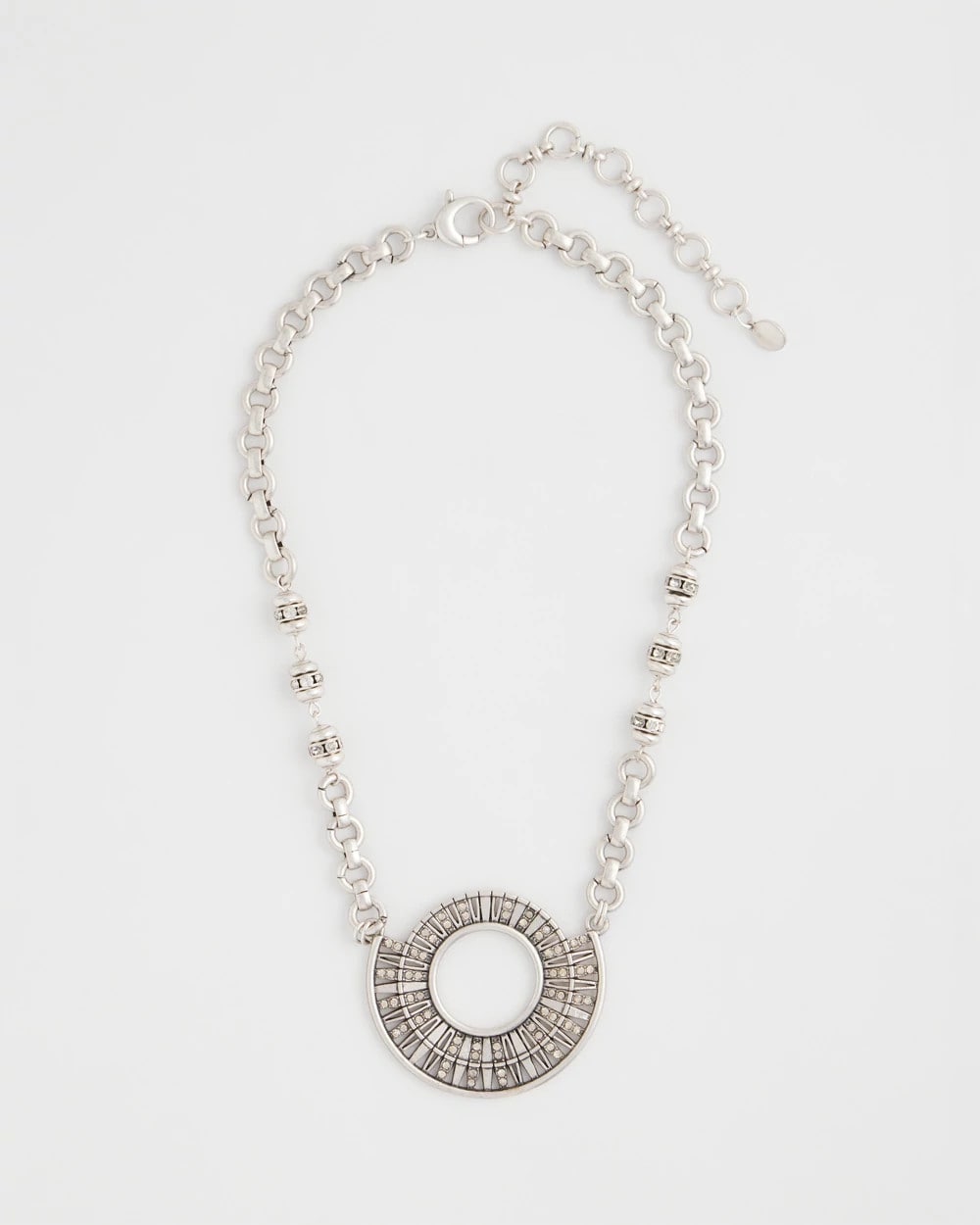 Sparkling Silvertone Circle Pendant Necklace - Chico's