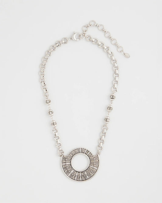 Sparkling Silvertone Circle Pendant Necklace - Chico's