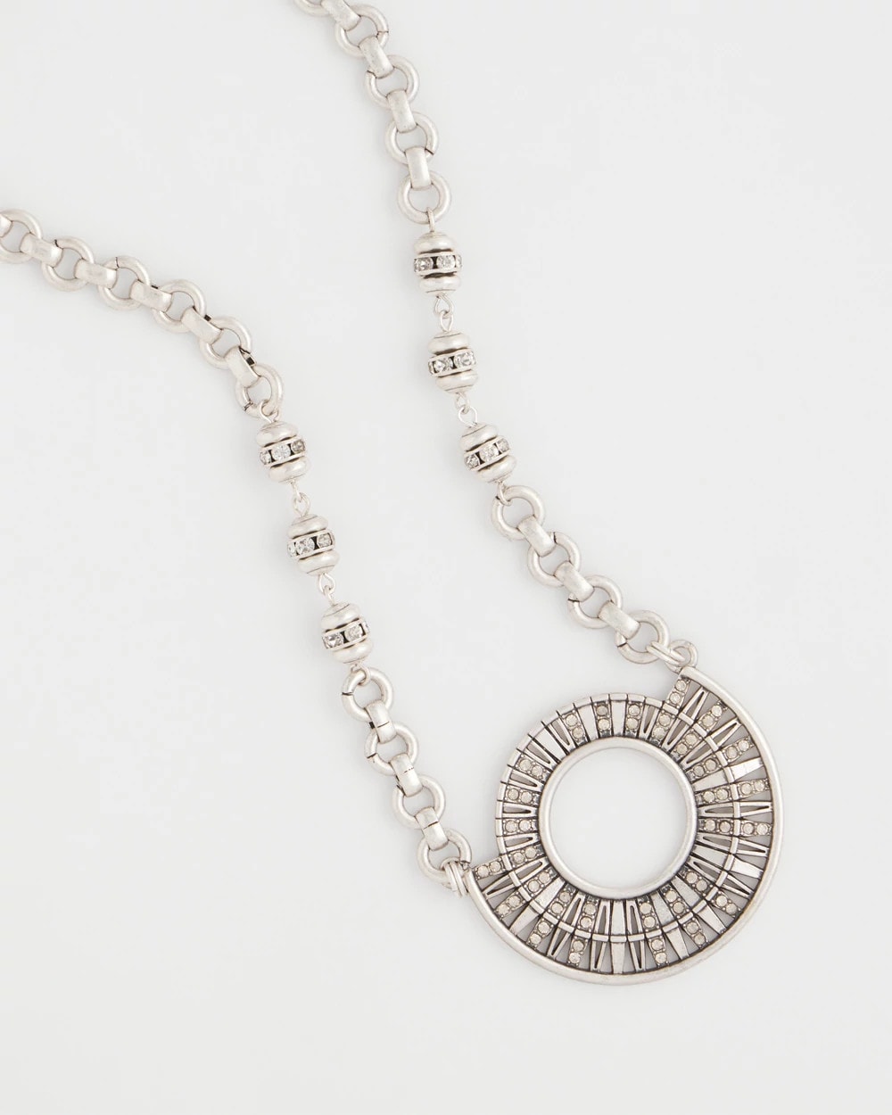 Sparkling Silvertone Circle Pendant Necklace - Chico's