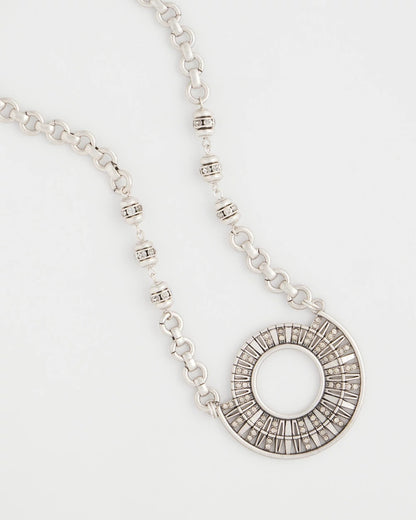 Sparkling Silvertone Circle Pendant Necklace - Chico's