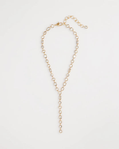 Bezel Set Goldtone Y-Necklace - Chico's