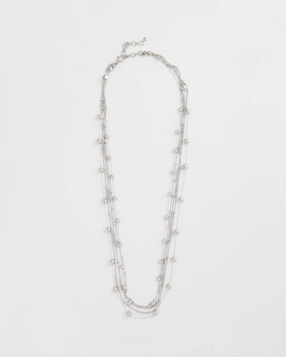 Multistrand Beaded Silvertone Necklace - Chico's