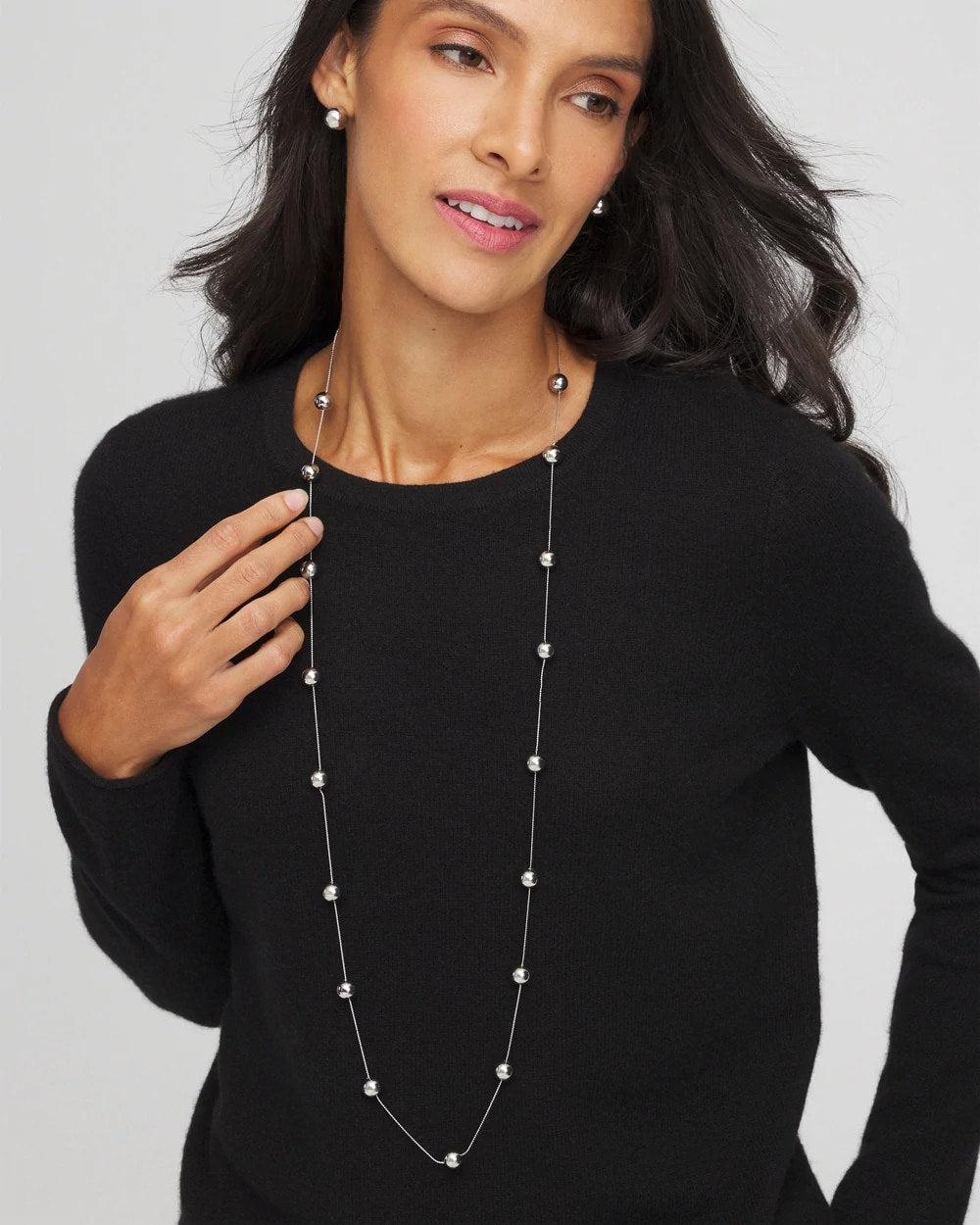 Multistrand Beaded Silvertone Necklace - Chico's