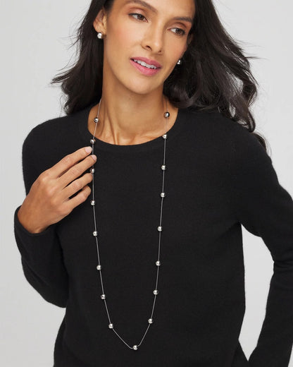 Multistrand Beaded Silvertone Necklace - Chico's
