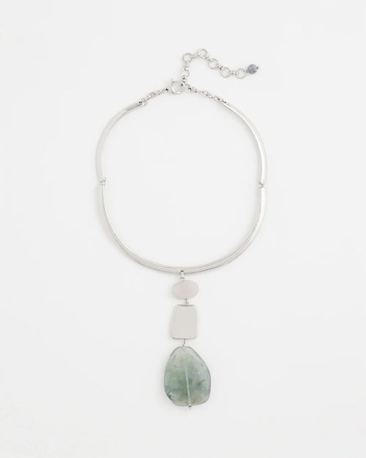 Linear Jade & Resin Pendant Collar - Chico's