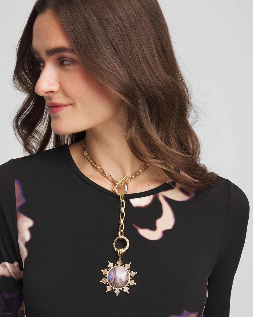 Purple Resin Sun Pendant Necklace - Chico's