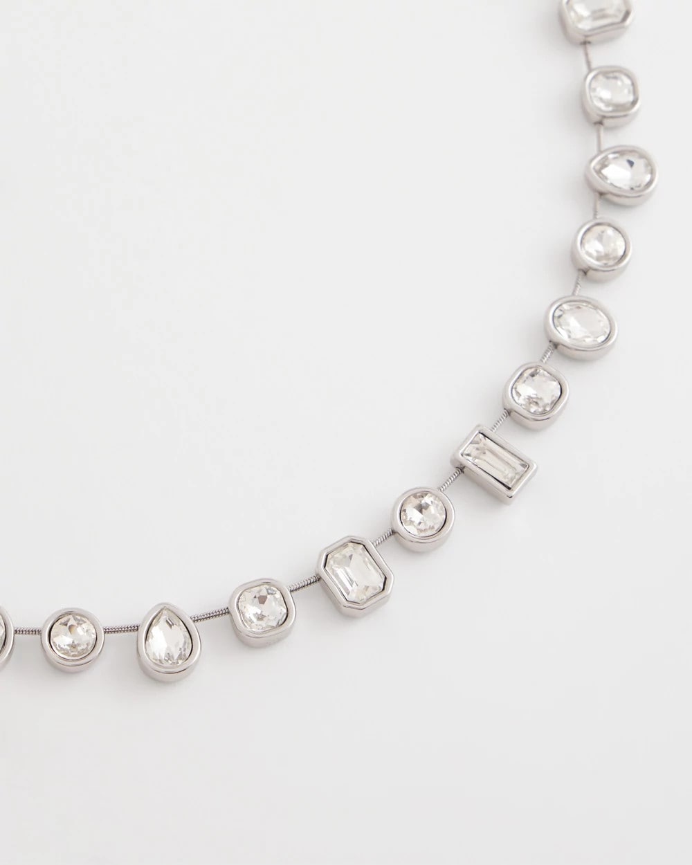 Bezel Set Short Silvertone Necklace - Chico's
