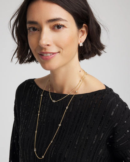 Fine Crystal Long Chain Necklace - Chico's