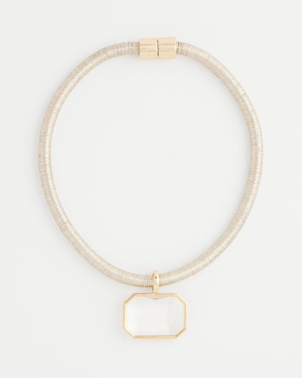Goldtone Glass Gem Pendant Cord Necklace - Chico's