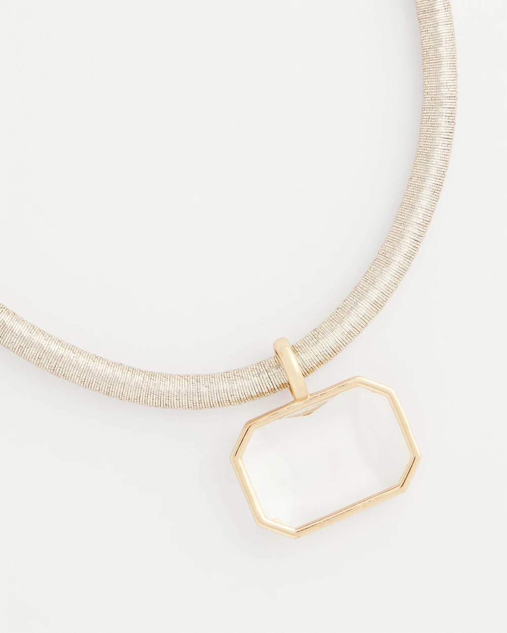Goldtone Glass Gem Pendant Cord Necklace - Chico's