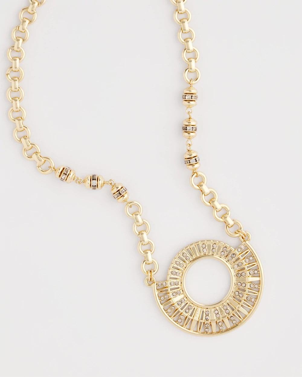 Sparkling Goldtone Circle Pendant Necklace - Chico's