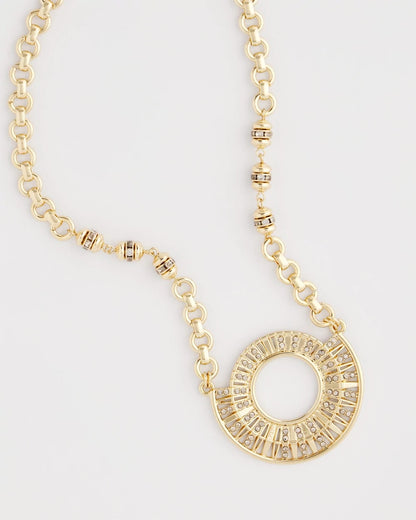 Sparkling Goldtone Circle Pendant Necklace - Chico's
