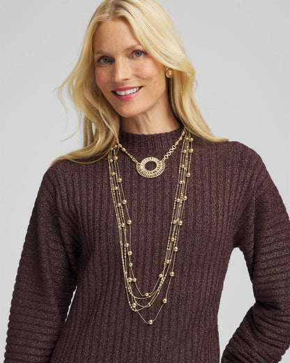 Sparkling Goldtone Circle Pendant Necklace - Chico's