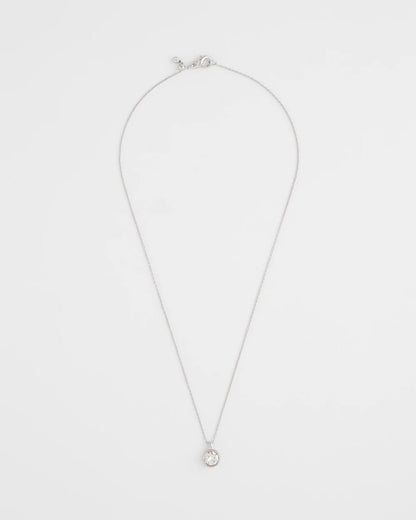 Bezel Set Pendant Silvertone Necklace - Chico's