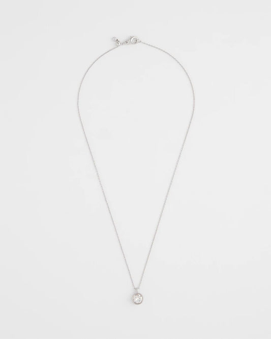 Bezel Set Pendant Silvertone Necklace - Chico's