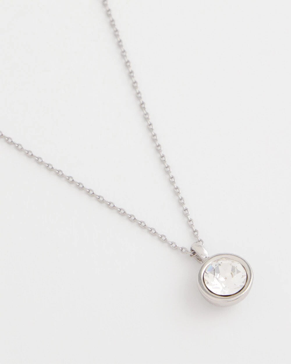 Bezel Set Pendant Silvertone Necklace - Chico's
