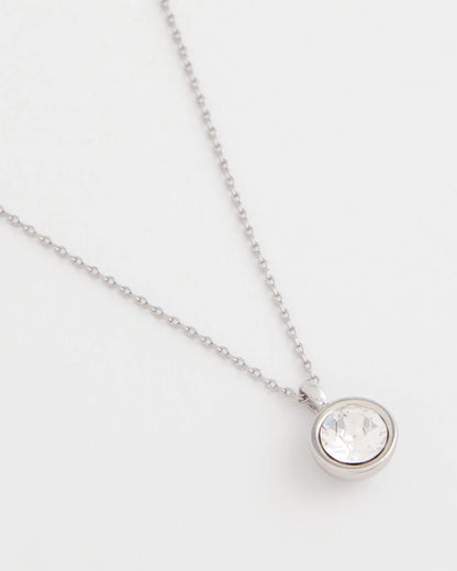 Bezel Set Pendant Silvertone Necklace - Chico's