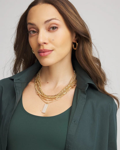 Convertible Gold Pave Pendant Necklace - Chico's