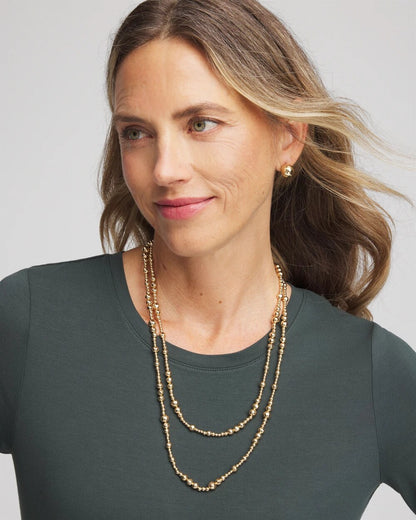 Goldtone Long Beaded Necklace - Chico's